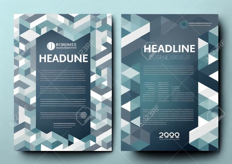 Business brochure design layout template with geometric pattern.
