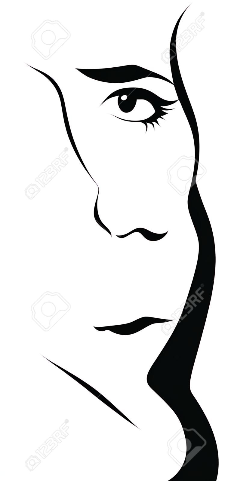 Woman Face Profile Line Drawing