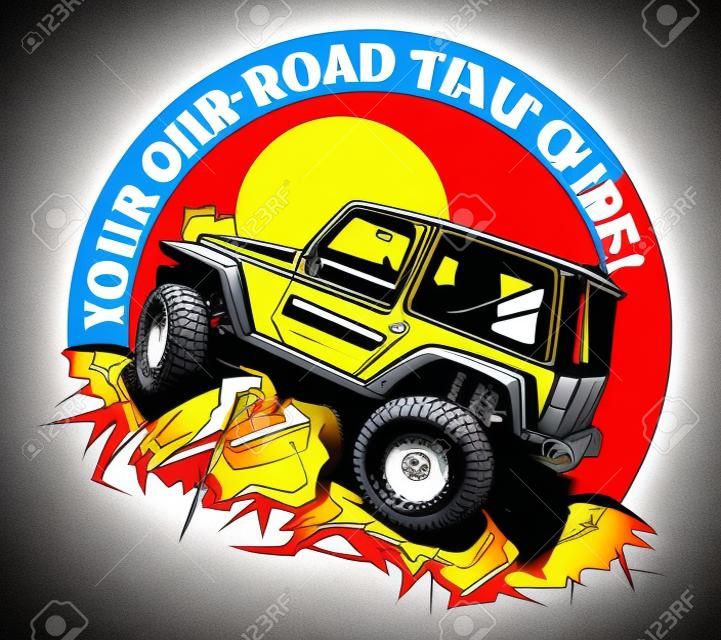 Cartoon estilo off-road veículo adequado para design de logotipo.