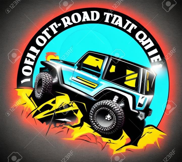 Cartoon estilo off-road veículo adequado para design de logotipo.
