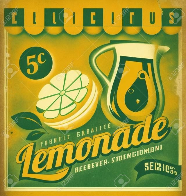 Plantilla del cartel de la vendimia para la limonada