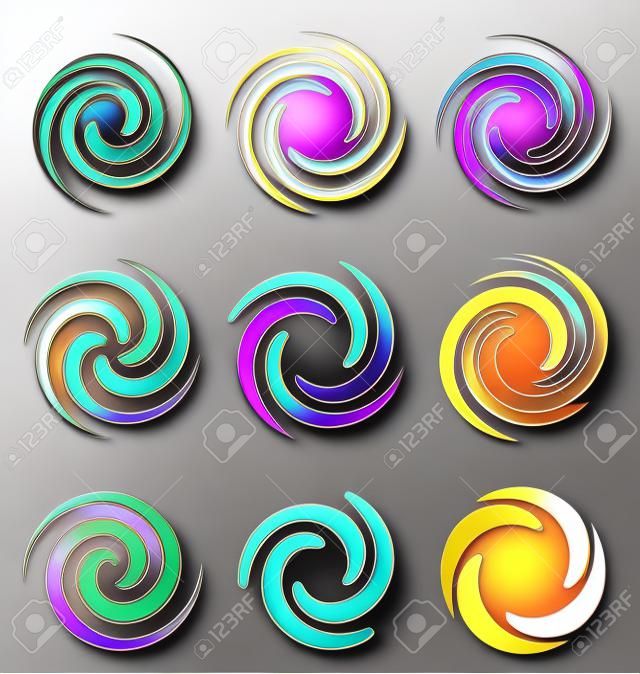 Elementos de design de logotipo giratório e espiral