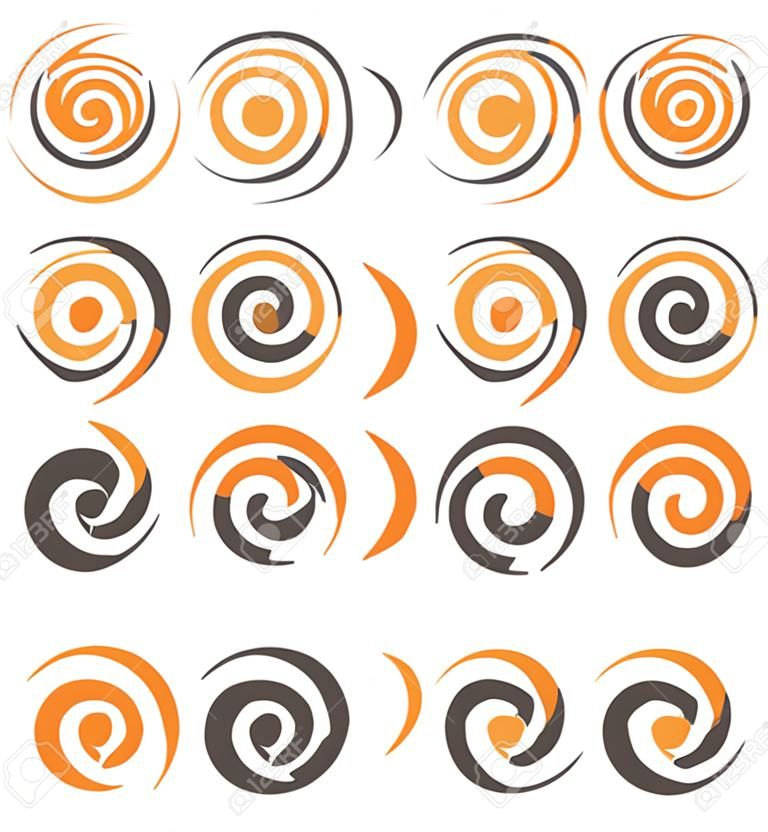 Elementos de design de logotipo giratório e espiral