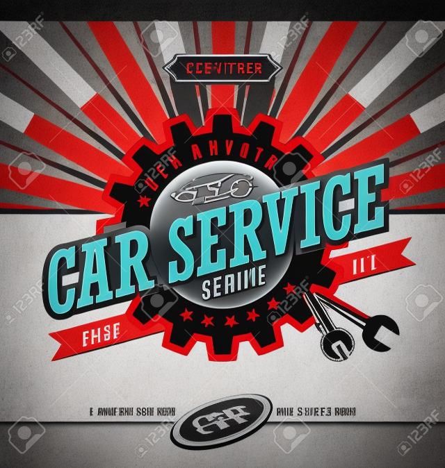 Car service retro banner ontwerp concept.