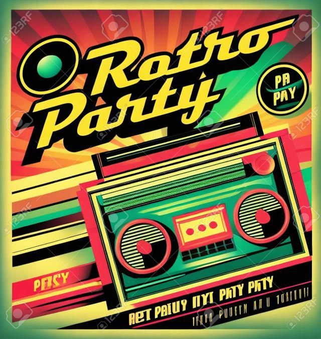 Retro party vector poster ontwerp concept