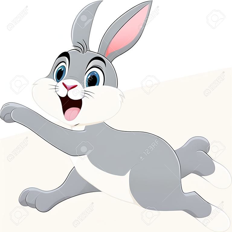 Ilustración vectorial de dibujos animados conejo feliz saltando