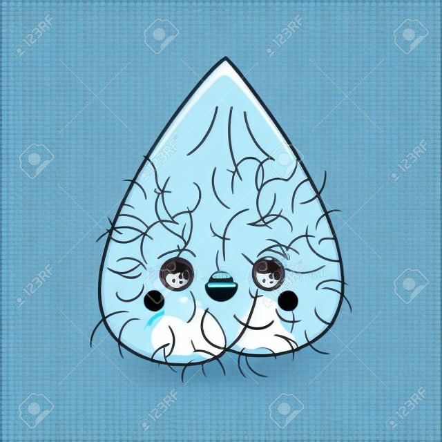 Scrotum kawaii Cute cartoon. Funny Mans balls Hairy. Sweet Testosterone vector illustration