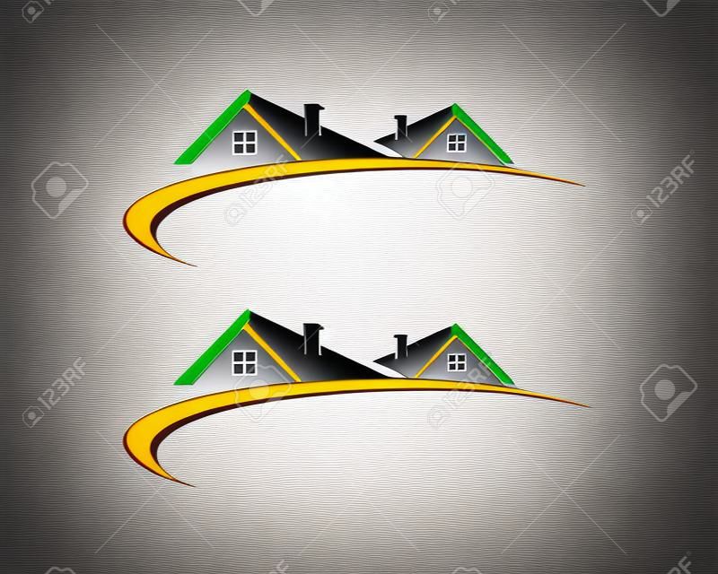 Patrimonio immobiliare, di proprietà e di costruzione Logo design per il segno Organizzazioni aziendali. Vector Logo