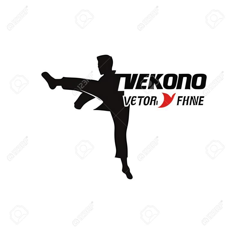 Modello di illustrazione del disegno dell'icona di vettore di Taekwondo