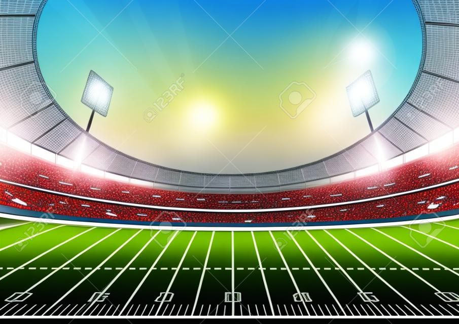Championnat américain de football avec stade lumineux. illustration vectorielle.