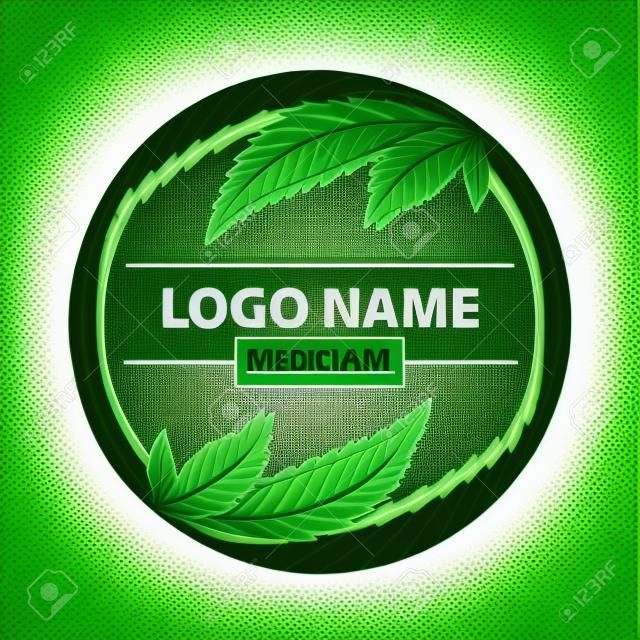 marijuana medica, logo foglia verde cannabis. illustrazione vettoriale.