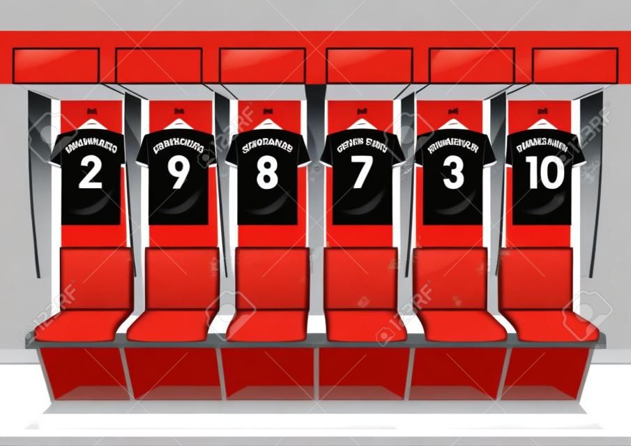 Soccer dressing rooms team. football sport black shirt vector illustration