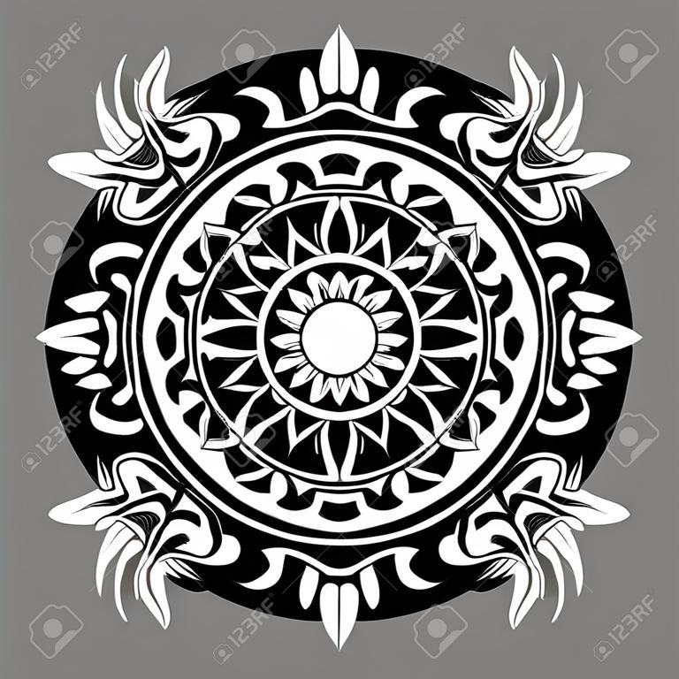 Maori circle tattoo shape, tribal tattoo design pattern polynesian mandala vector