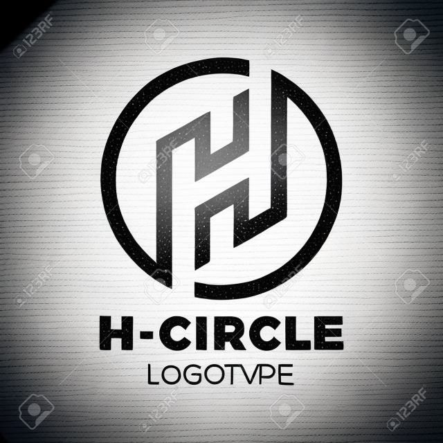 Letter H Logo With Circle in line style Design Template