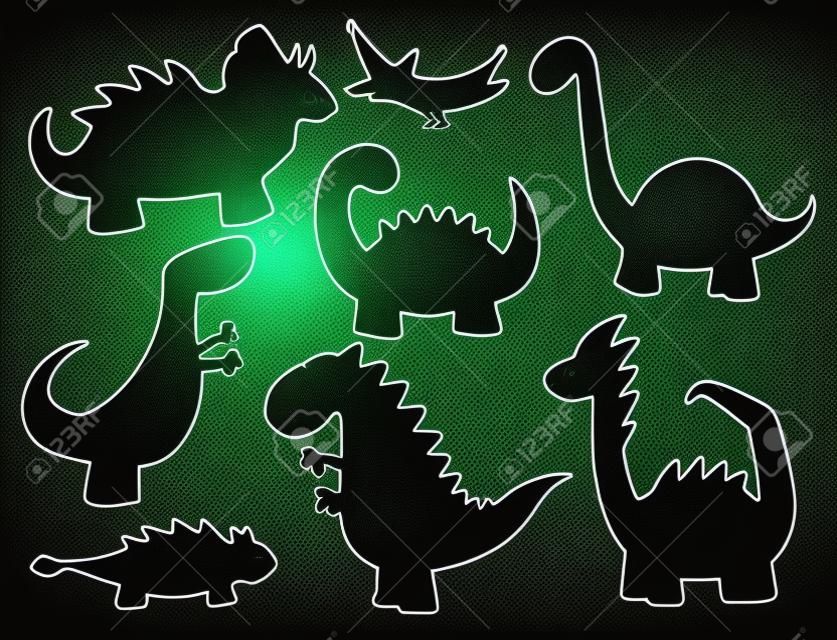 Cartoon dinozaurów ilustracji wektorowych potwór sylwetka zwierzę dino prehistoryczny charakter gad drapieżnik jurajski fantasy smok