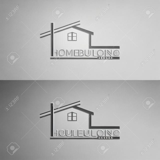 Modello di logo dell'architettura della costruzione domestica del minimalismo