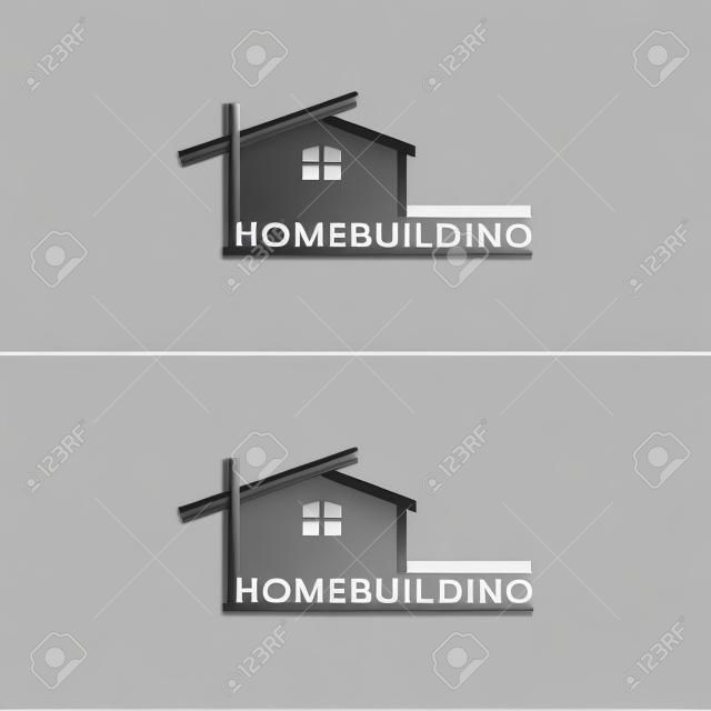 Modello di logo dell'architettura della costruzione domestica del minimalismo