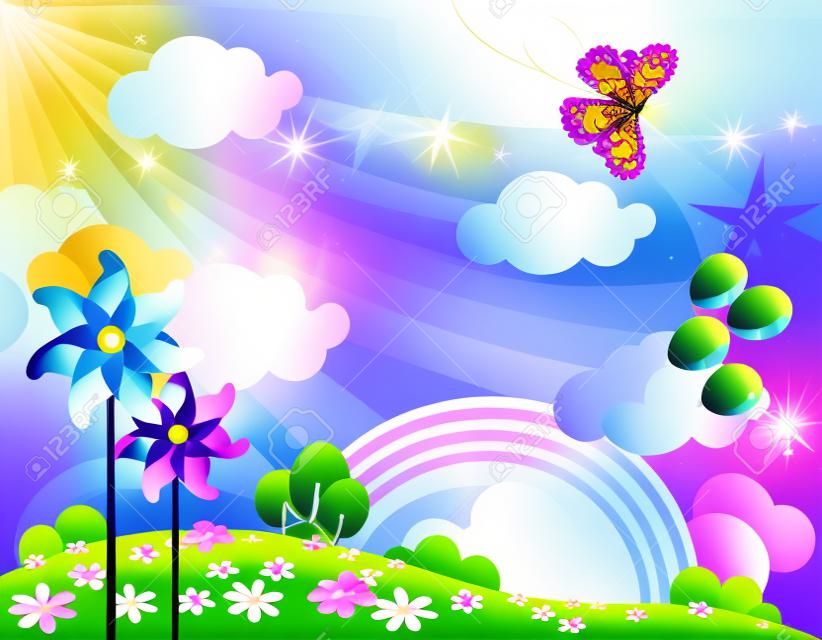 Весна фон с флюгеры и векторные бабочки eps10