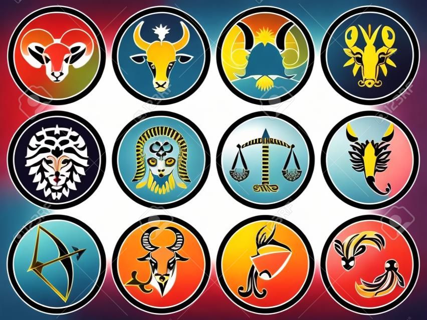 Vector illustratie van 12 Abstract Zodiac tekenen
