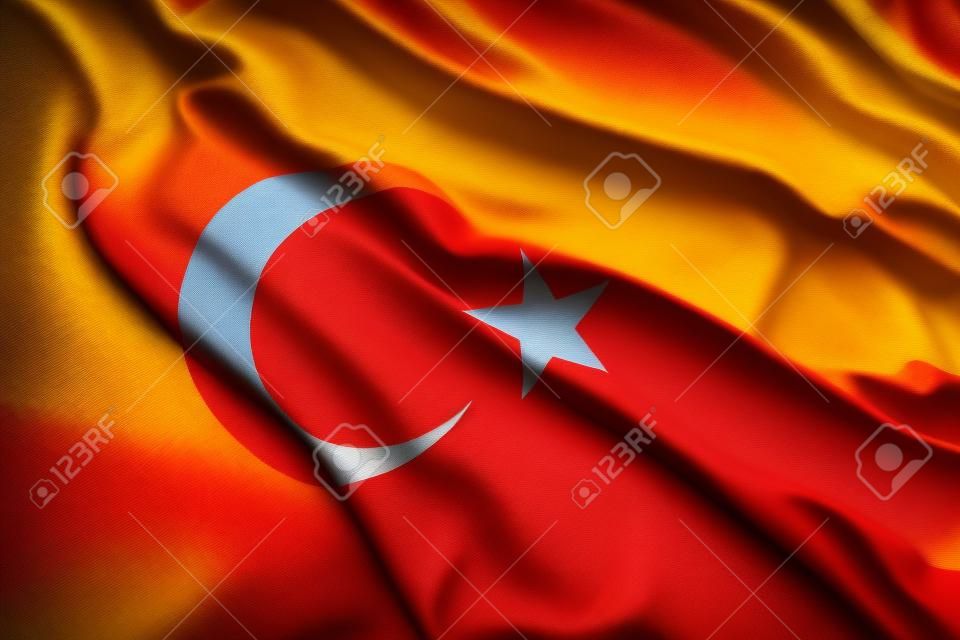 Bandeira turca colorida acenando
