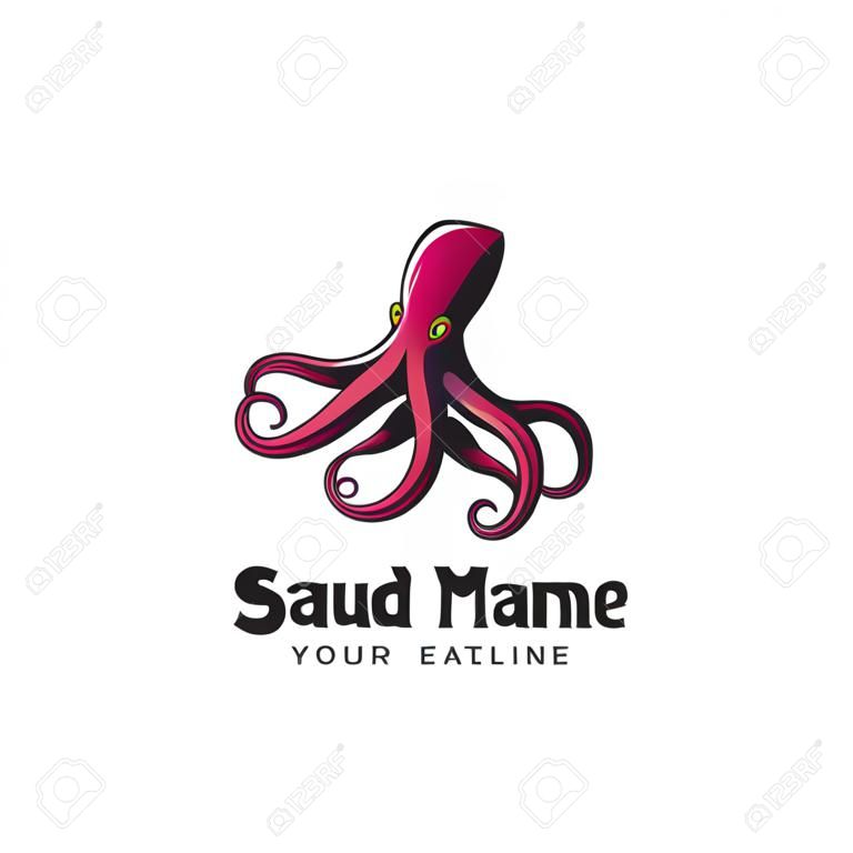 Squid Seafood Restaurant Logo Template