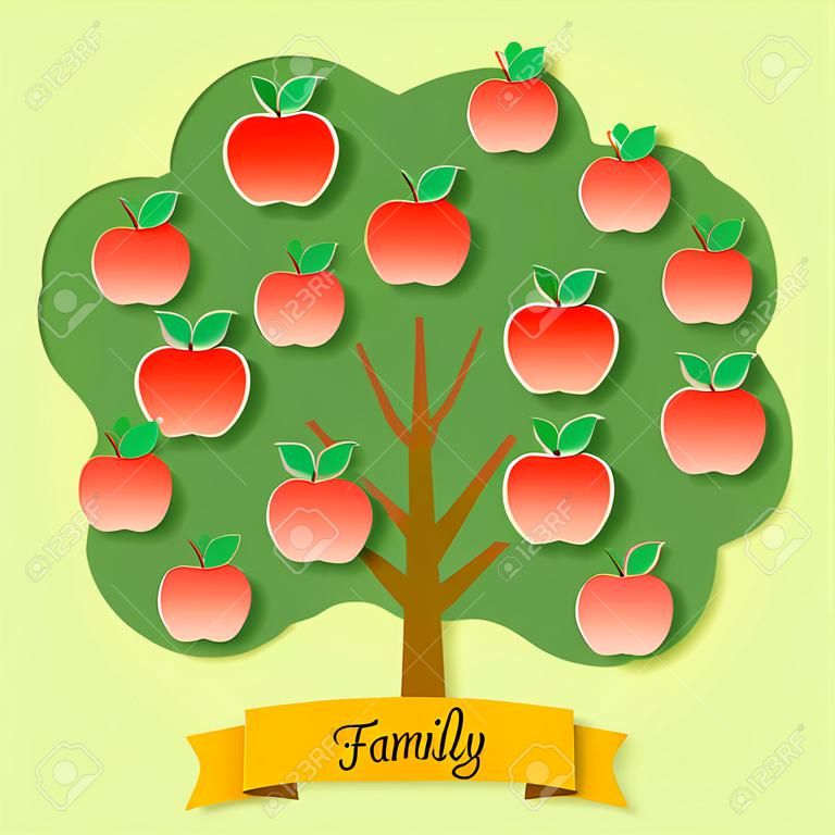 Family tree the place for pictures. Vector illustration with the image of Apple.