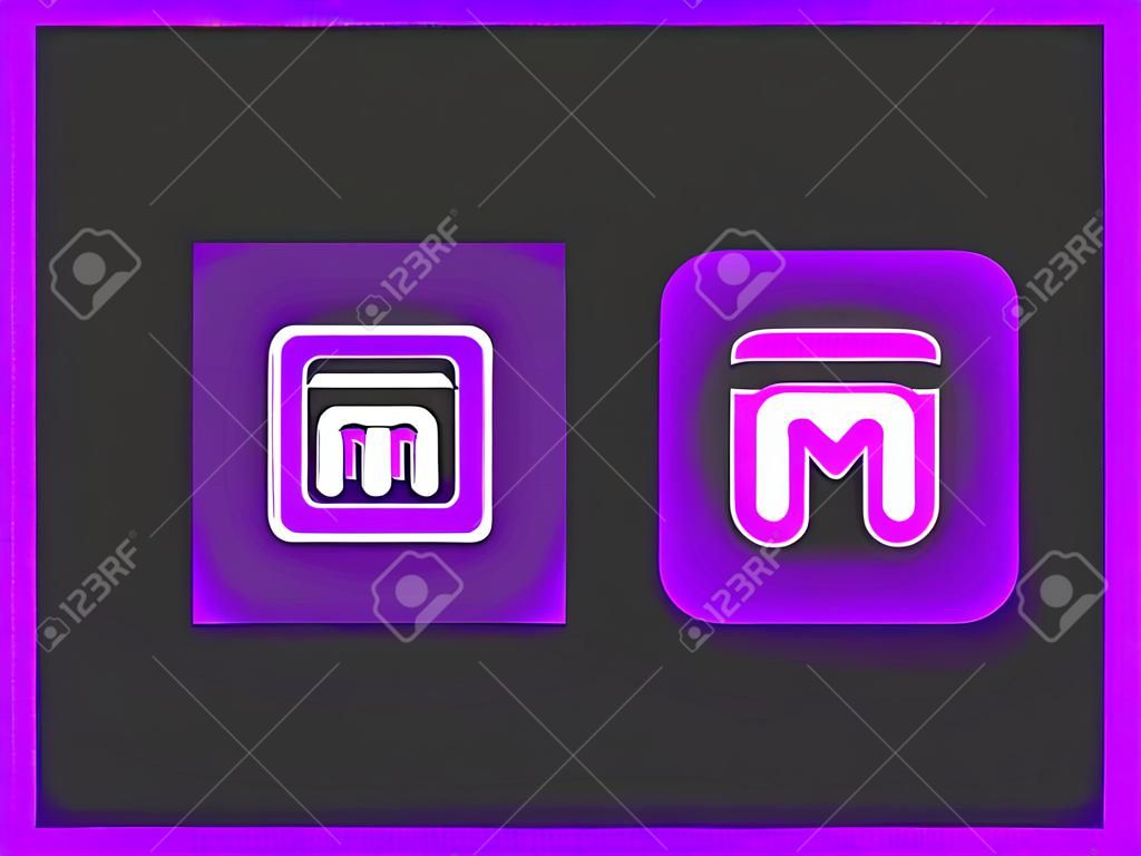 Initial three letter logo design of letters M, N and I in square rounded shape. Concept logo label or badge. Icon design template element. Abstract shapes sign. Simple vector element illustration.