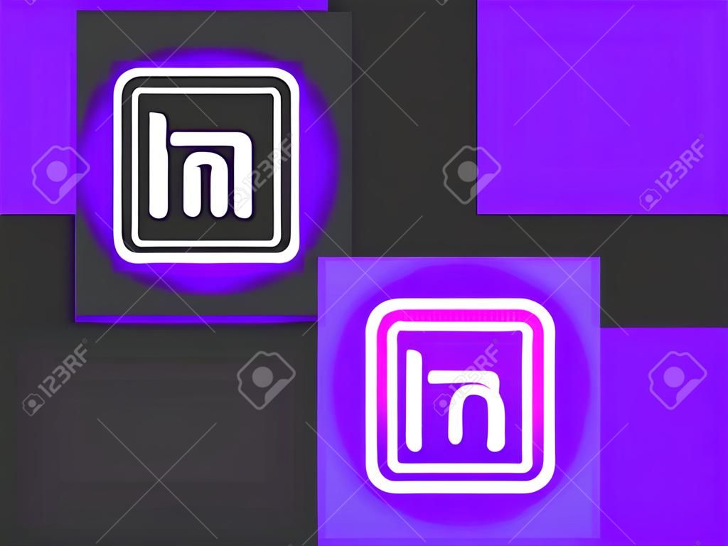 Initial three letter logo design of letters M, N and I in square rounded shape. Concept logo label or badge. Icon design template element. Abstract shapes sign. Simple vector element illustration.