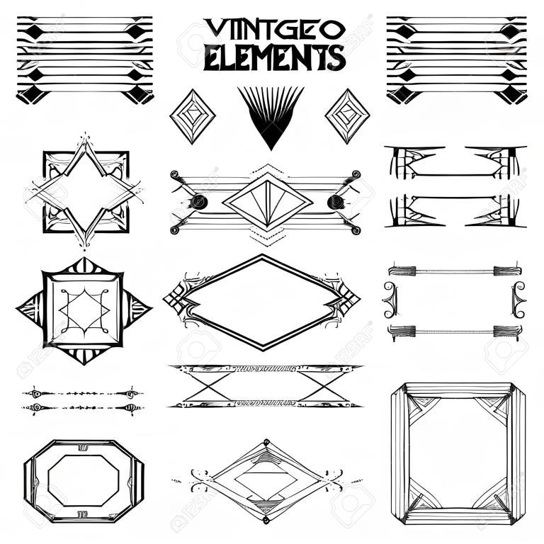 Ар-деко Винтаж кадры и элементы дизайна - в вектор