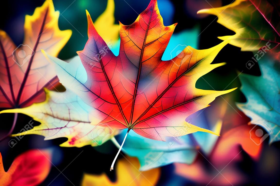 Colorful maple leaves background