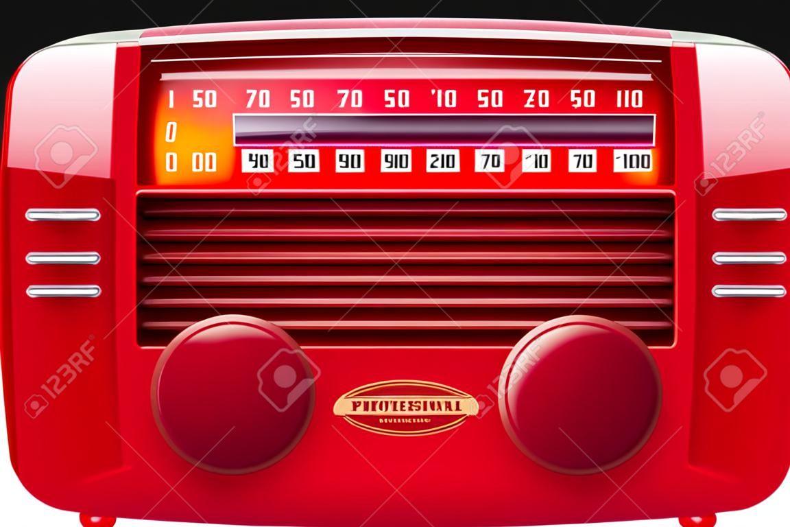 Red illustration vintage radio