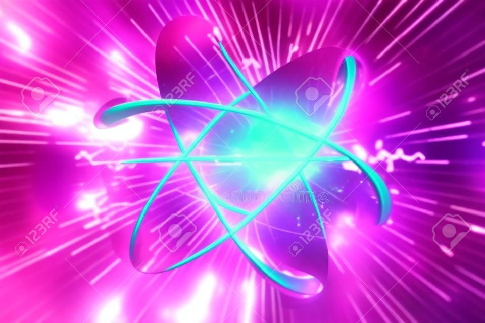 Close up of pink atomic particle background science 3D illustration