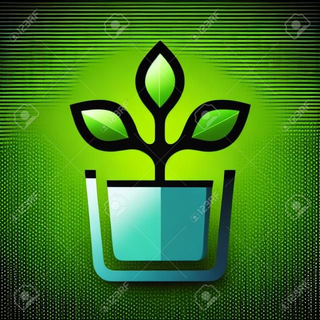 Plant in pot vector icon.
