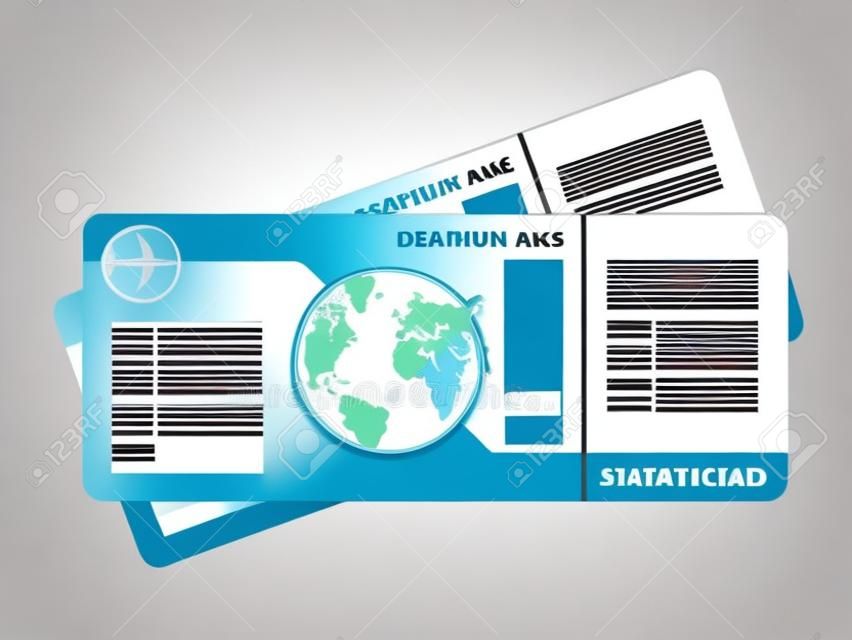 Biglietti aerei in bianco per i viaggi viaggio d'affari o una vacanza viaggio isolato illustrazione vettoriale