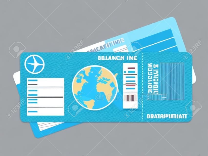 Los billetes de avión en blanco para viajes viaje de negocios o viaje de vacaciones ilustración vectorial