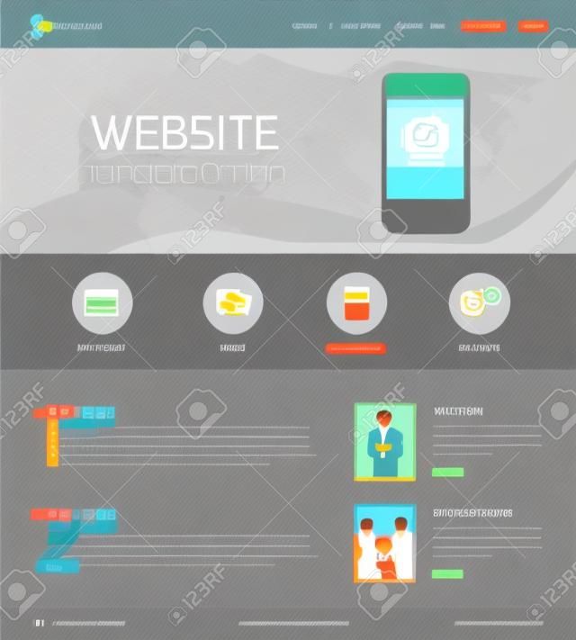Website design template with menu and navigation layout elements vector illustration.