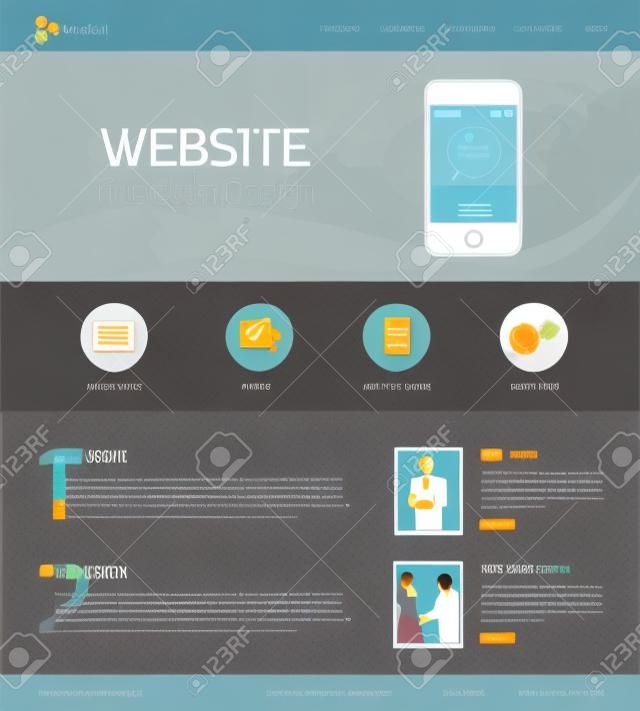 Website design template with menu and navigation layout elements vector illustration.
