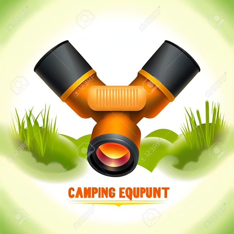 Camping summer outdoor activity concept equipment binocular symbol vector illustration.