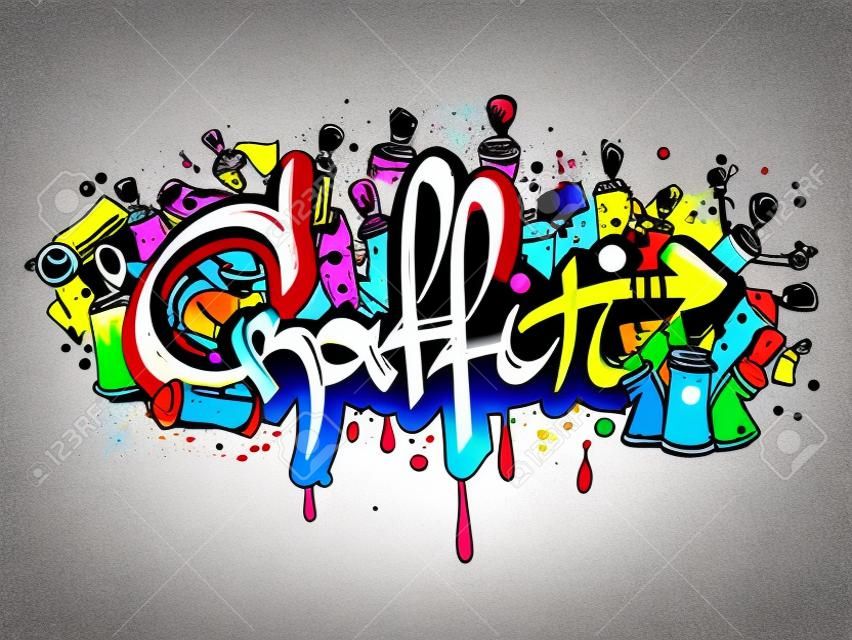 Decorativi graffiti arte vernice a spruzzo le lettere e caratteri composizione a parete astratta materiale illustrativo di disegno schizzo illustrazione vettoriale grunge