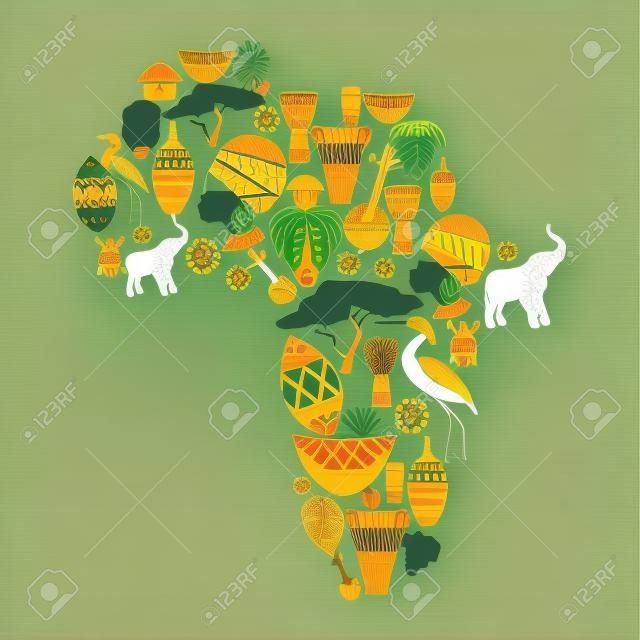 非洲大陸的叢林部落民族旅遊的概念矢量插圖