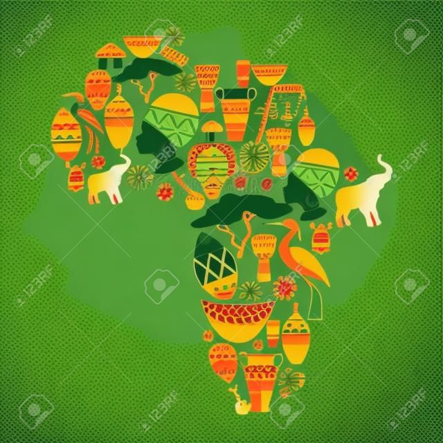 Afrique continent jungle Voyage de tribu ethnique notion illustration vectorielle