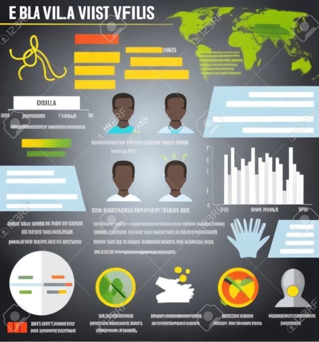 グラフや分布図ベクトル イラスト入りエボラ ウイルス インフォ グラフィック