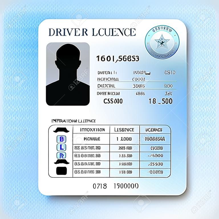 Realista licencia de conducir de plástico internacional espalda y frente de la plantilla ilustración vectorial aislado