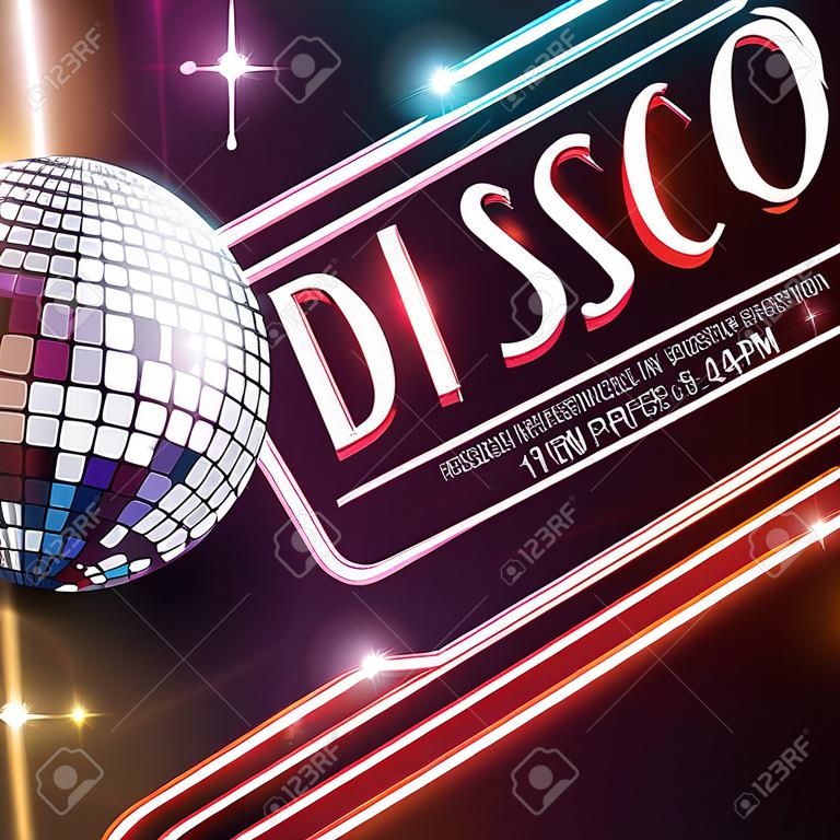 Disco dance party plakat z szklanej kuli ilustracji dekoracji wektora