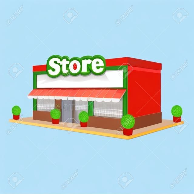Магазин продуктовый магазин здание, изолированных на белом фоне векторные иллюстрации