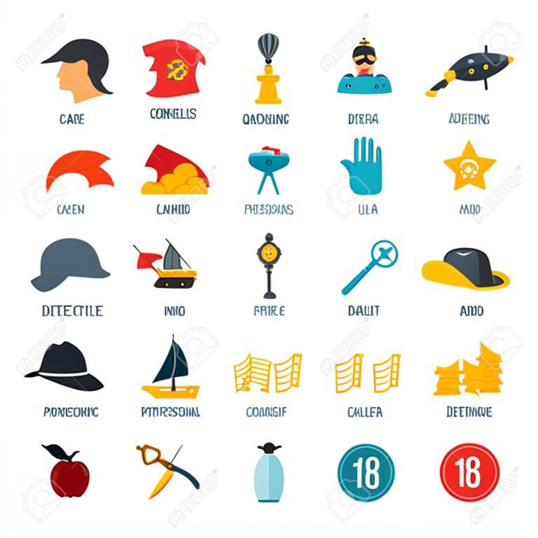 Film genres icon set with drama adventure detective pirate isolated vector illustration