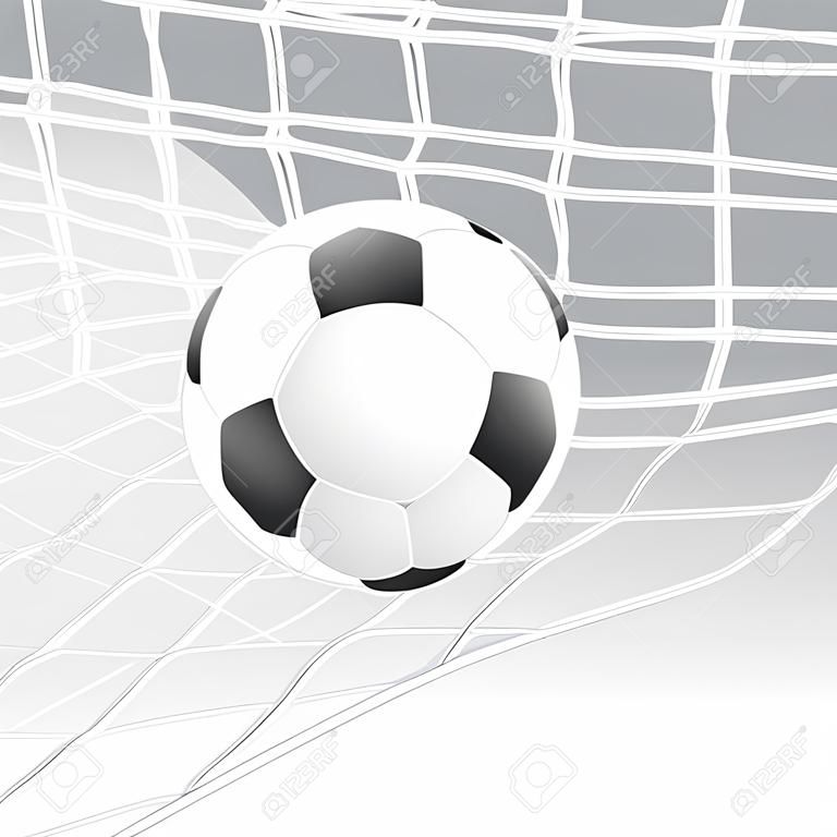 Soccer game match goal moment with ball in the net black white picture vector illustration