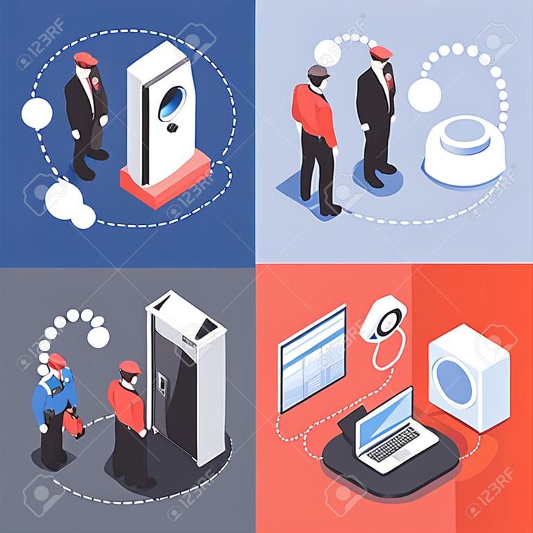 Security system isometric design concept vector illustration.