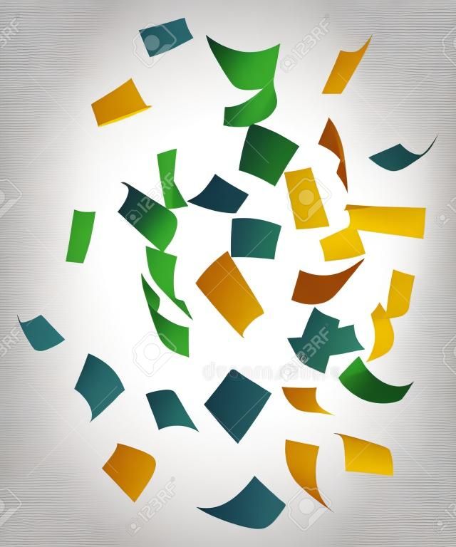 Chute chaotique volant des feuilles de papier blanc vides avec des coins incurvés sur fond transparent illustration vectorielle réaliste