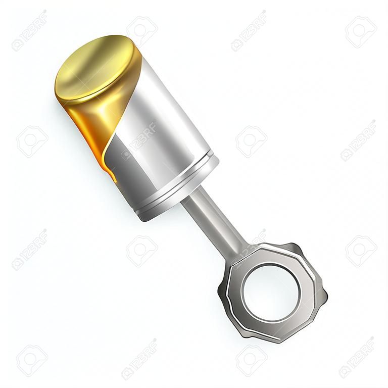 Engine oil advertising design concept with realistic image of piston in motor oil lubricant on transparent background isolated vector illustration